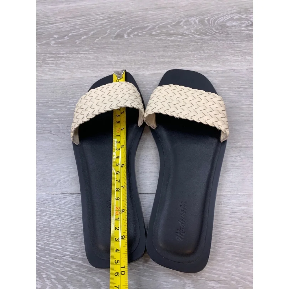 Madewell The Kiera Women's Sandals Woven Slide Cream Black Leather 7.5 Shoes - Picture 8 of 10